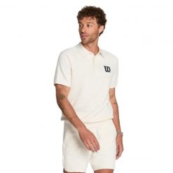 Bộ Quần Áo Cộc Tay Tennis/Pickle Ball Nam Wilson Men's Lafayette Knit Form Âu Màu Trắng Kem