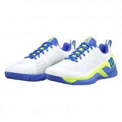 Giày Tennis/pickleball Nam Wilson Men's Rush Pro 4.5 White Blue Yellow WRS336680 Màu Trắng Phối Vàng Xanh Pastel
