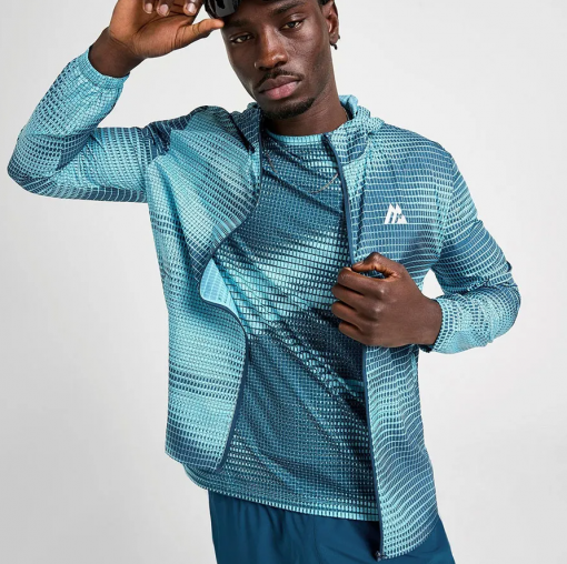 Áo Khoác Gió Nam Montirex Peak All Over Print Windbreaker Blue Jacket Màu Xanh Pastel Form Âu - Ảnh 5