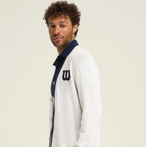 Áo Cardigan Nam Wilson Essex White WM00475431GYCXS Màu Trắng Logo Đen - Ảnh 3