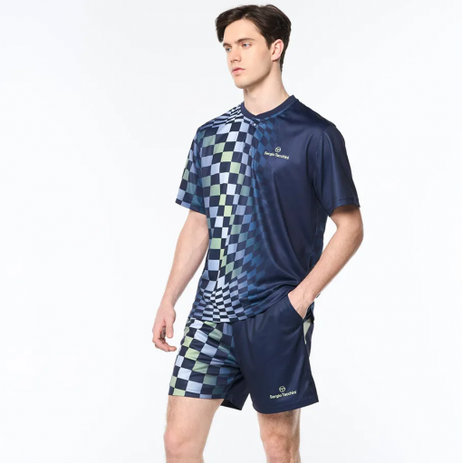 Bộ Quần Áo Cộc Tay Nam Sergio Tacchini Tennis Pickleball Top Màu Xanh Navy - Ảnh 4
