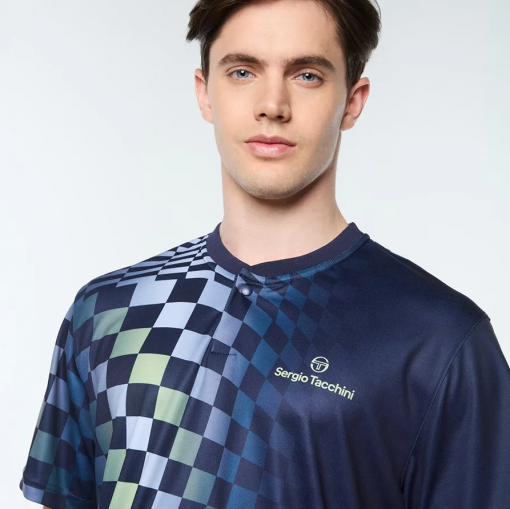 Bộ Quần Áo Cộc Tay Nam Sergio Tacchini Tennis Pickleball Top Màu Xanh Navy - Ảnh 5