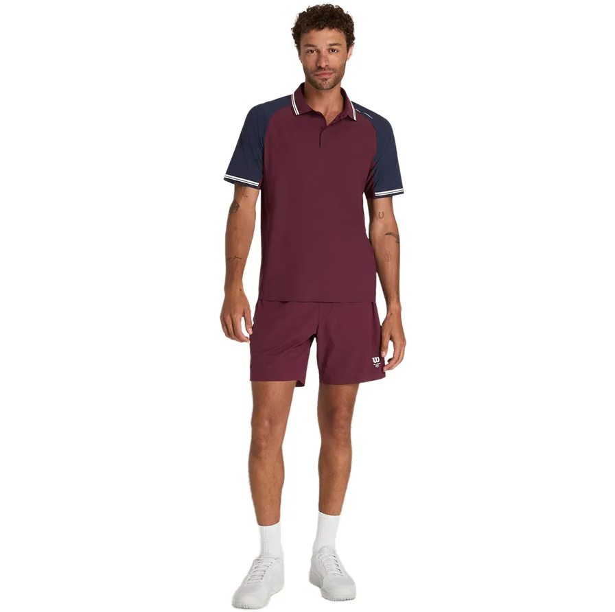 Bộ Quần Áo Cộc Tay Nam Wilson Men's Pro Tour Red Màu Đỏ Nâu Phối Xanh Navy