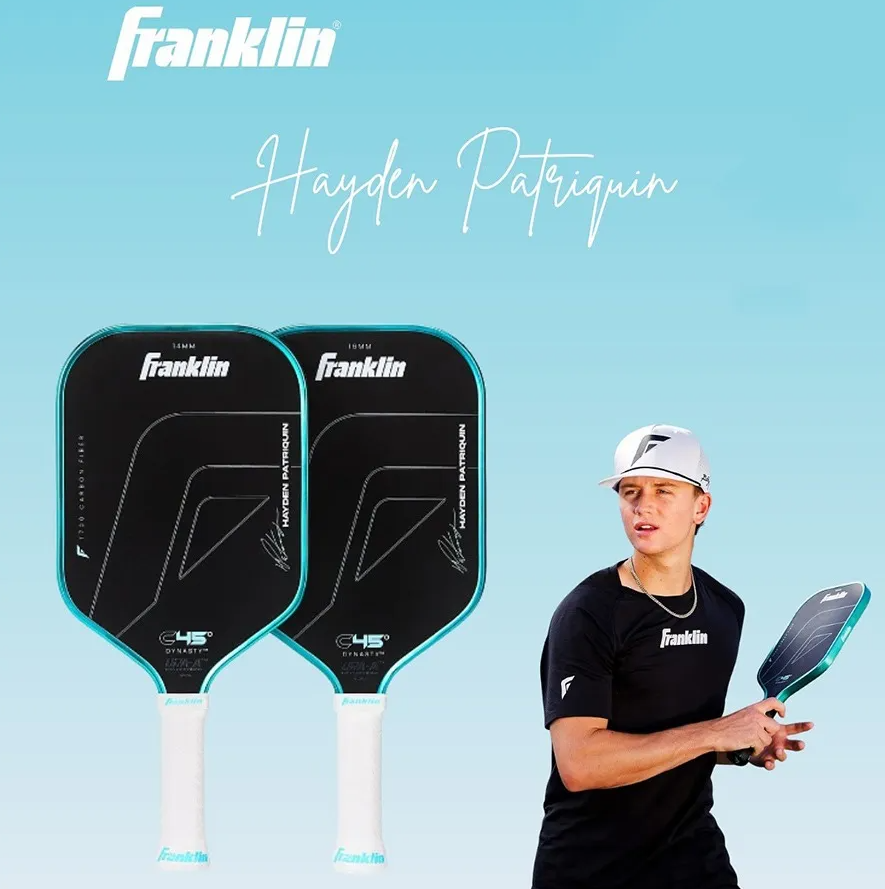 Vợt Pickleball Franklin C45 Hayden Patriquin 16mm Màu Đen Phối Viền Xanh Blue - Ảnh 3