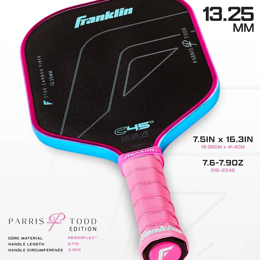 Vợt Pickleball Franklin C45 Parris Todd Black Pink 13.25mm Màu Đen Phối Viền Hồng - Ảnh 4