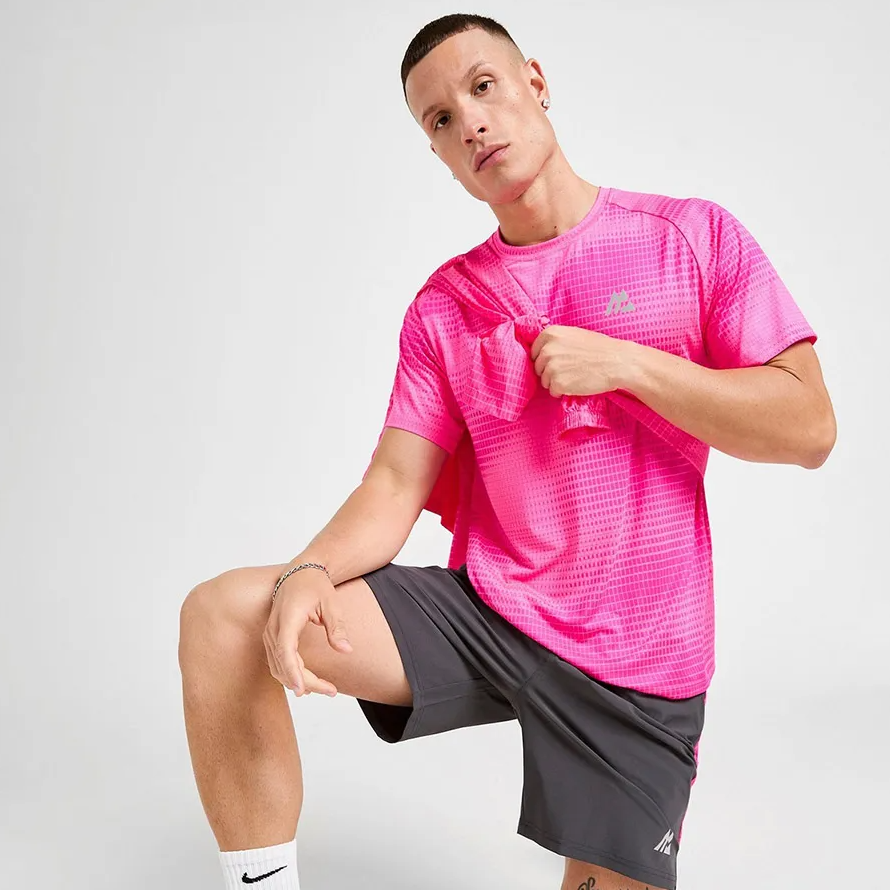 Bộ Thể Thao Nam Pickeball Tenis Montirex Peak Print Màu Hồng Phối Đen (Form Âu) - Ảnh 2