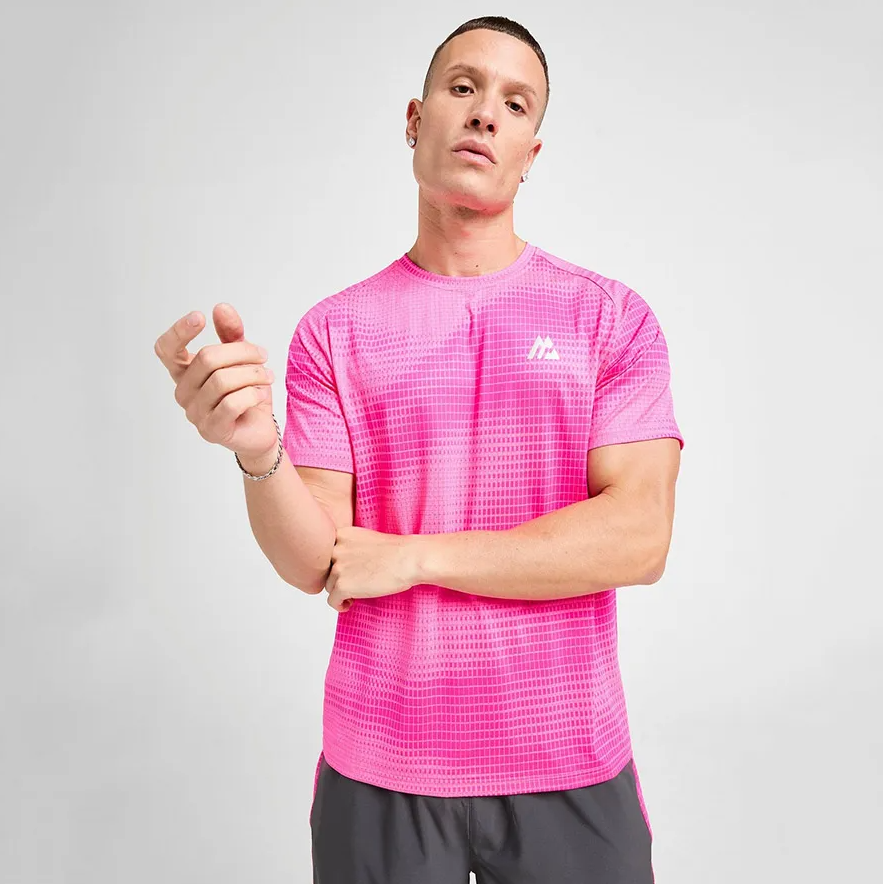 Bộ Thể Thao Nam Pickeball Tenis Montirex Peak Print Màu Hồng Phối Đen (Form Âu) - Ảnh 4