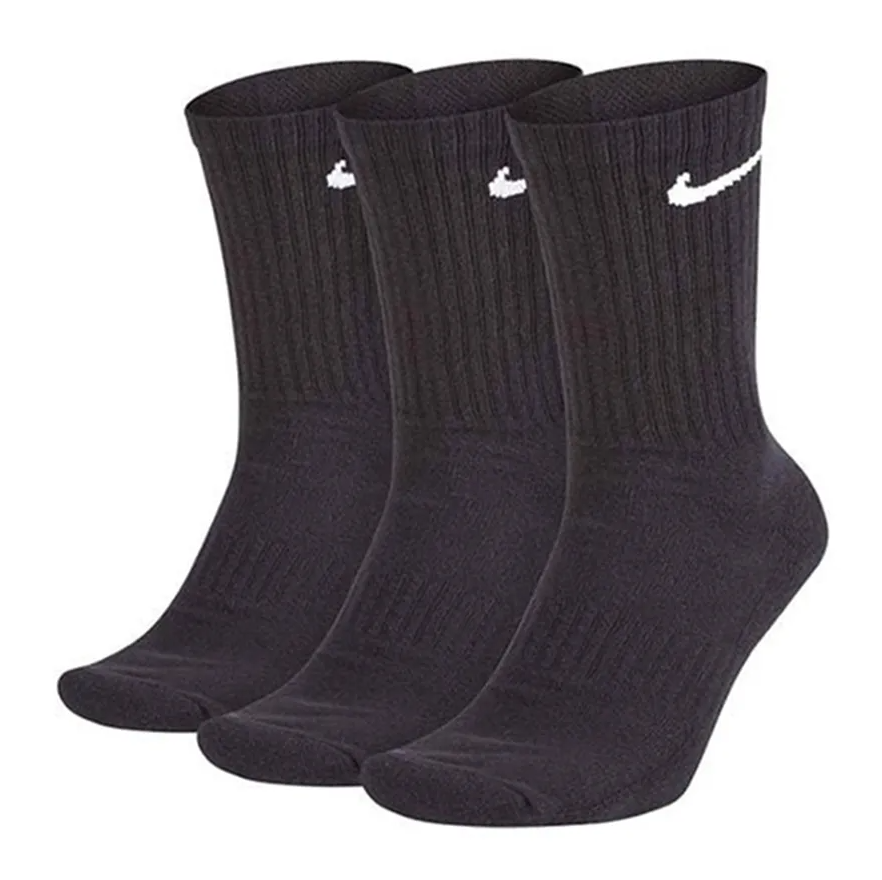 Set 3 Đôi Tất Cổ Cao Nike Everyday Cushioned SX7664-010 Dri-Fit Black Màu Đen