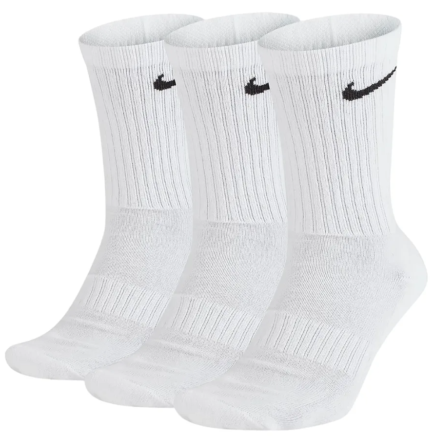 Set 3 Đôi Tất Cổ Cao Nike Everyday Cushioned Dri-Fit White SX7664-100 Màu Trắng