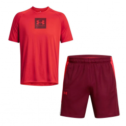 Bộ Thể Thao Pickeball/Tenis Nam Under Armour Men's Tech Print Màu Đỏ (Form Âu)