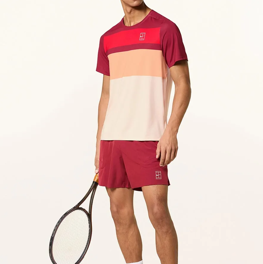 Set Quần Áo Thể Thao Tennis Pickleball Nam Nike Court Advantage Red Màu Đỏ Phối Cam Be Form Âu - Ảnh 4