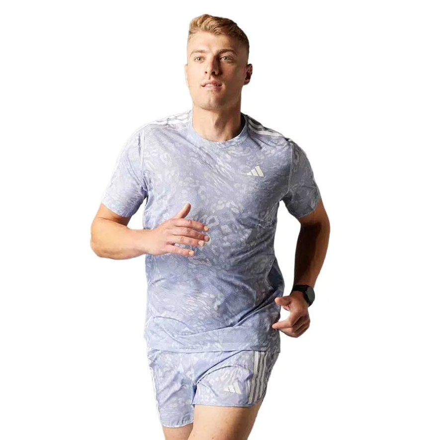 Set Bộ Quần Áo Thể Thao Cộc Tay Tennis Pickleball Running Nam Adidas Own The Run Climacool 3-Stripes Màu Xám Nhạt Phối Họa Tiết Form Âu